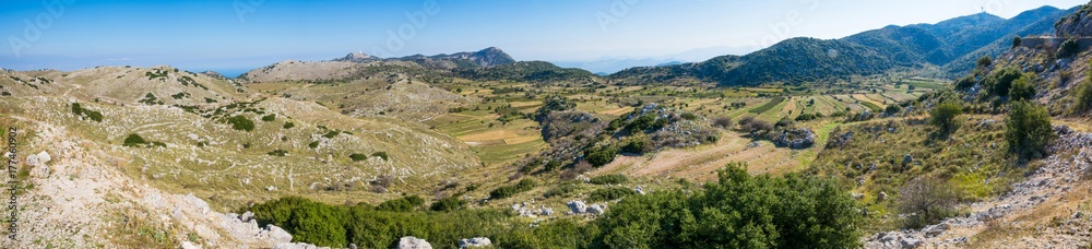 Panoramic view at Lefkada landscape in the middle of island