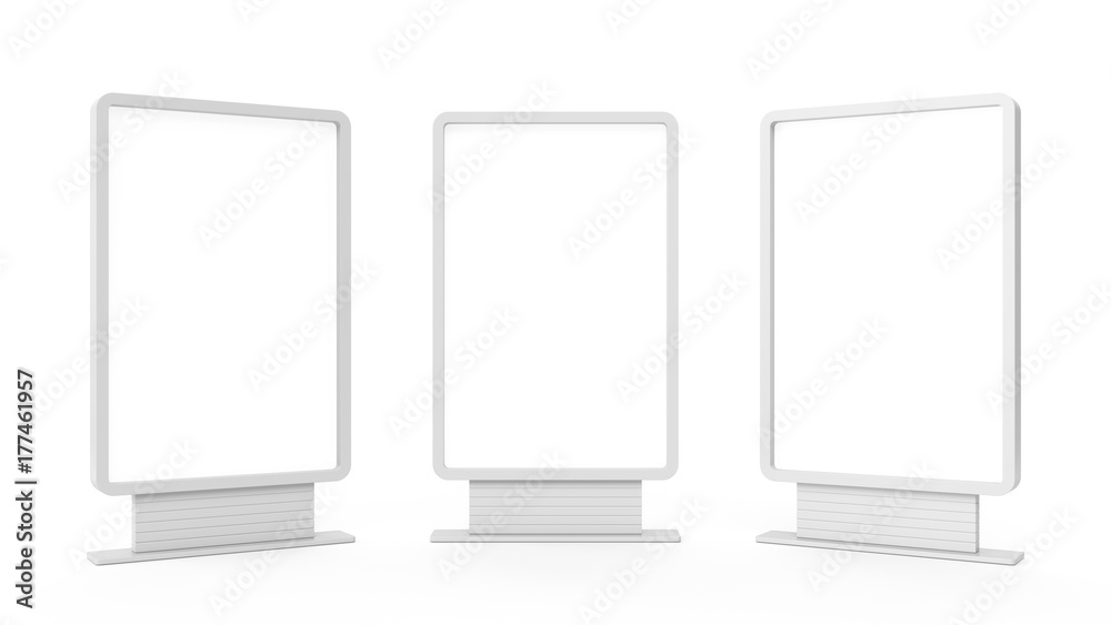 3D rendering Outdoor Advertising Stand Display Lightboxes Isolated