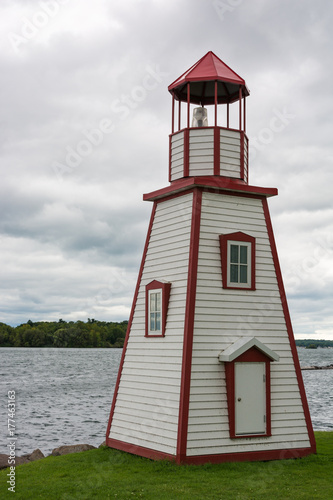 Old wooden lighthouse at Ontario lake near Gananoque in Canada