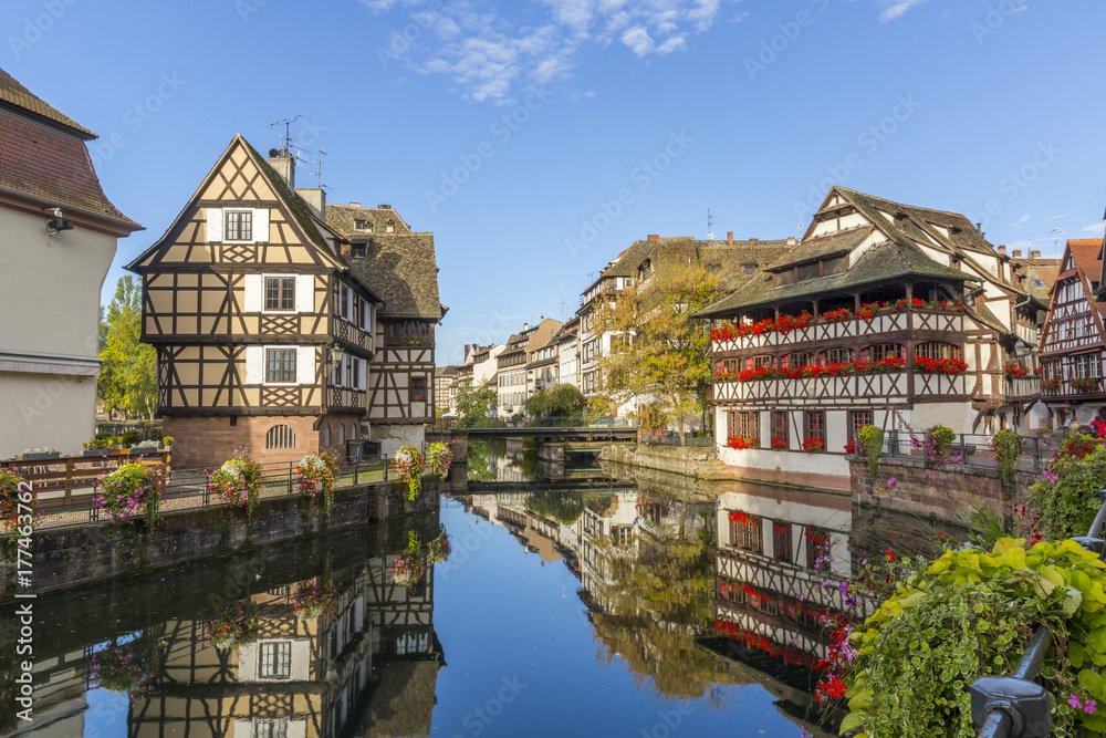 Morning view of Petite France - a historic quarter of the city of Strasbourg