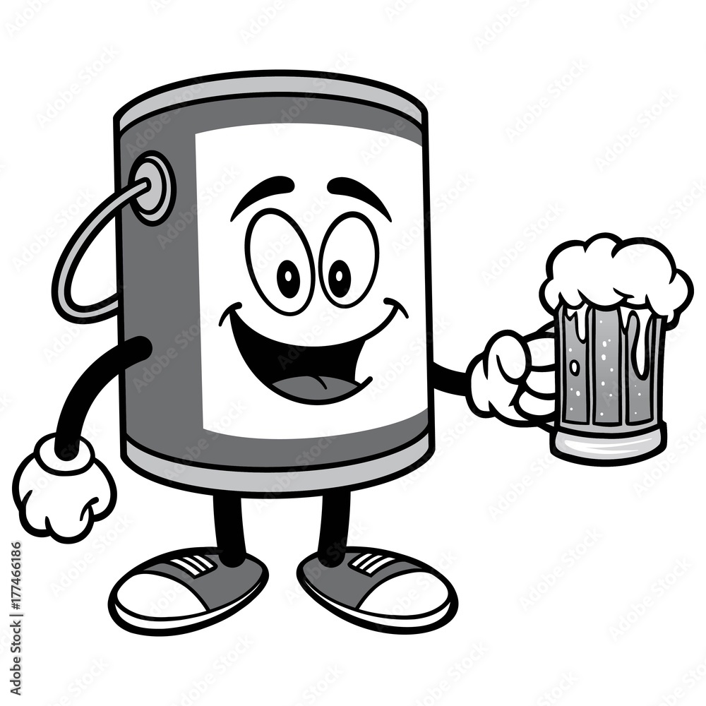 Paint Bucket with Beer Illustration Paint Bucket with Beer Illustration