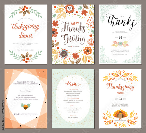 Thanksgiving greeting cards and invitations. 