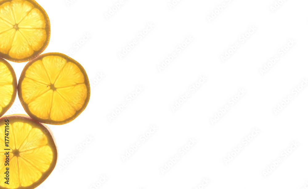 Sliced lemon, lemon slices through. A place to put Your text. The view from the top. Sliced lemon, lemon slices through. A place to put Your text. The view from the top.