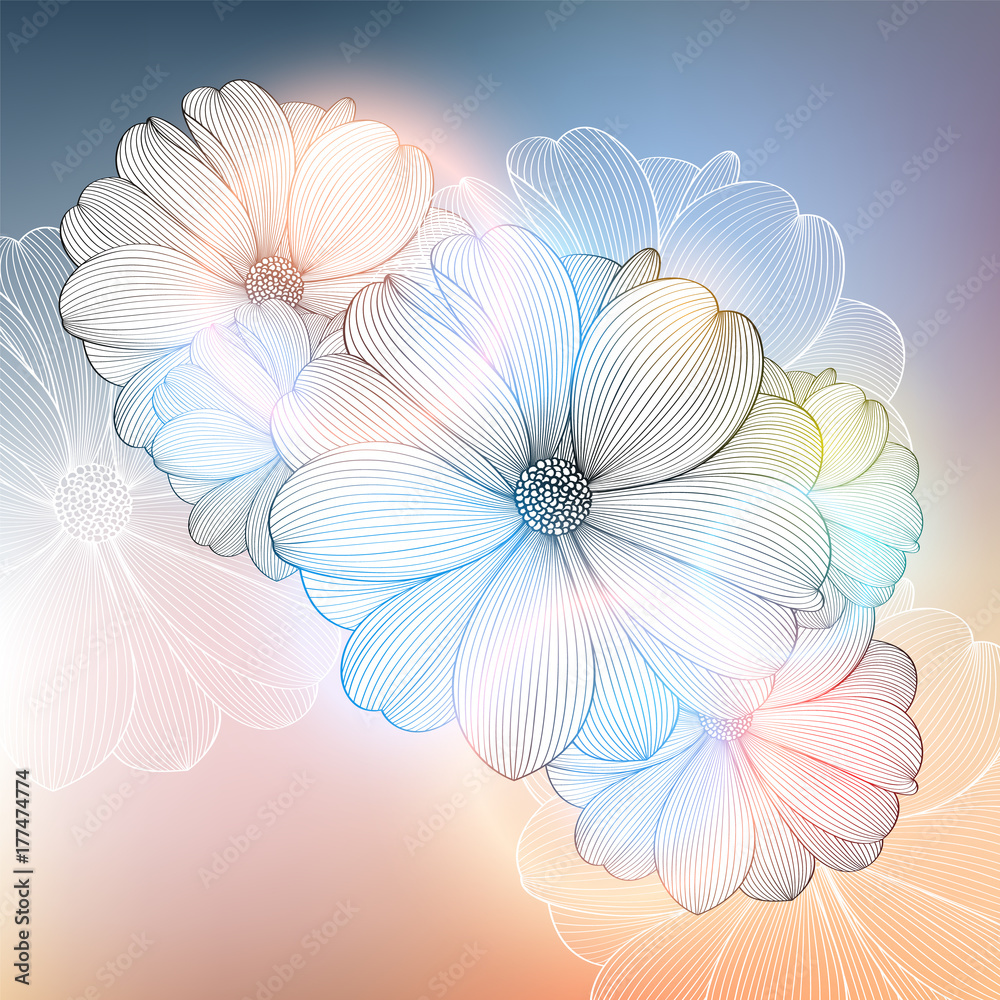Abstract floral background. Vector flower dahlia. Element for design. Vector illustration.