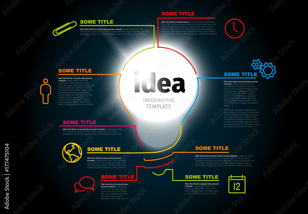 Bright Light Bulb Infographic Stock Template | Adobe Stock