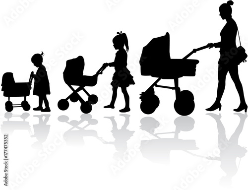 Mum with childrens on a walk.