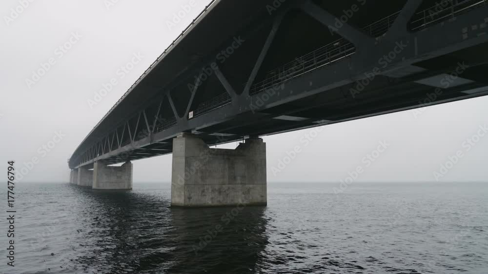 oresundsbron, the bridge between Sweden and Denmark a foggy day