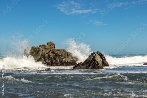Waves Splashing Rocks
