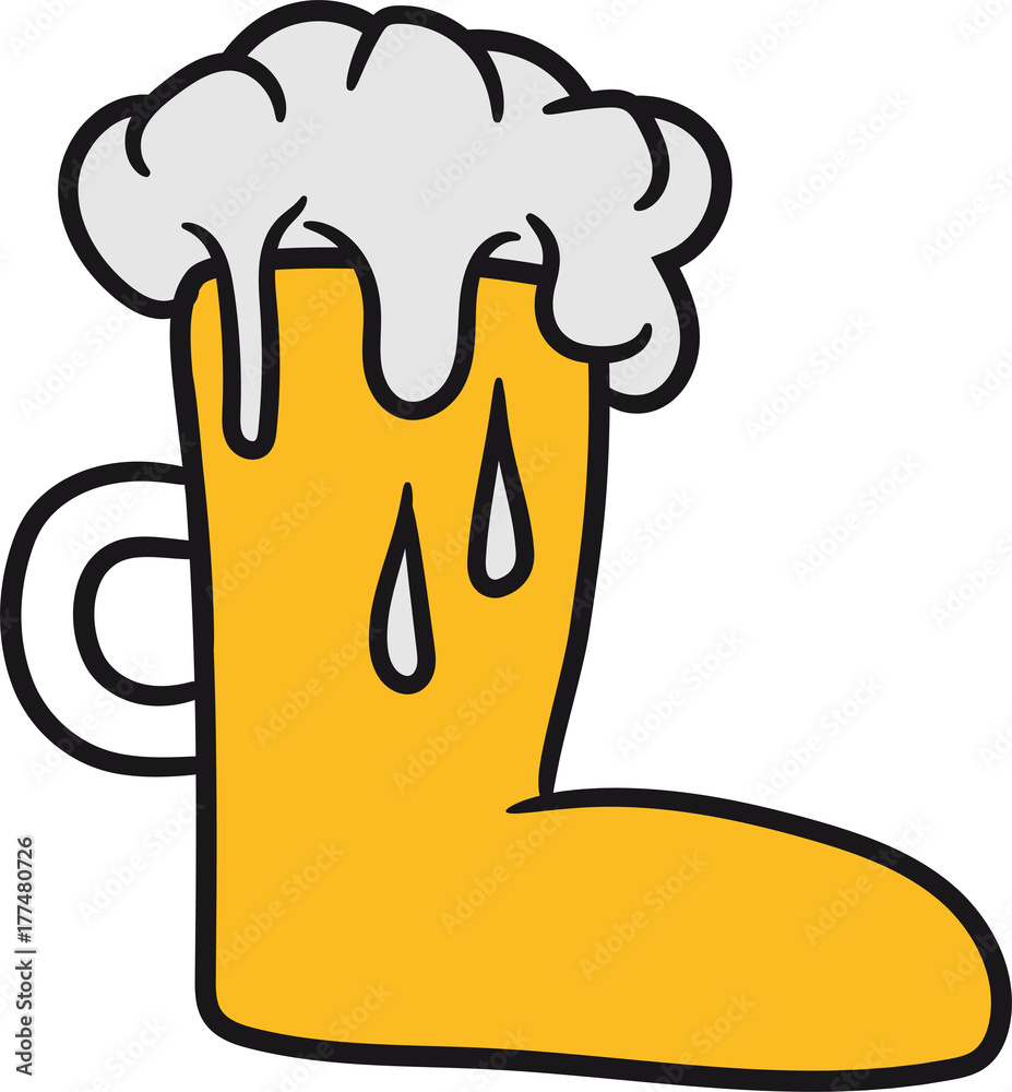 schuh form stiefel trinken flasche oktoberfest comic cartoon hut glas krug  bier Stock Illustration | Adobe Stock