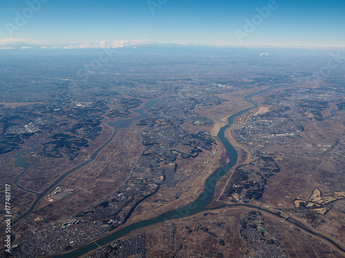 利根川と手賀沼の空撮