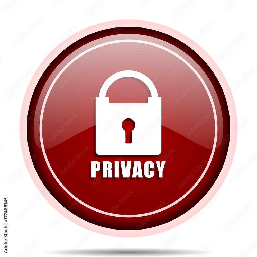 Privacy red glossy round web icon. Circle isolated internet button for webdesign and smartphone applications. Privacy red glossy round web icon. Circle isolated internet button for webdesign and smartphone applications.