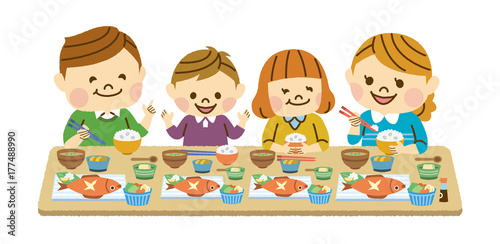 食事をする家族