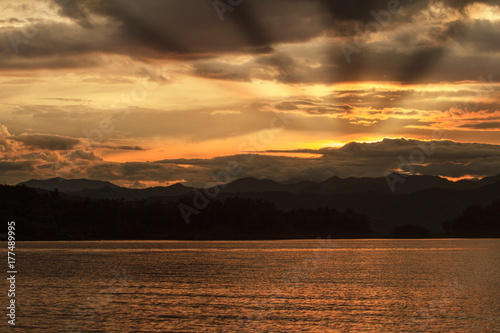 abstract Sunset at lake in Thailand