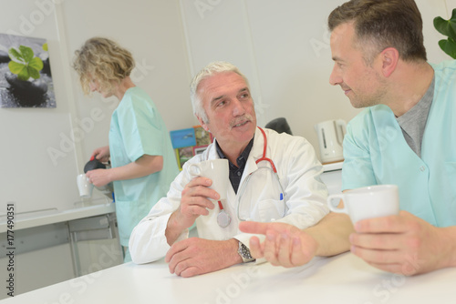 medical doctor team taking coffee break