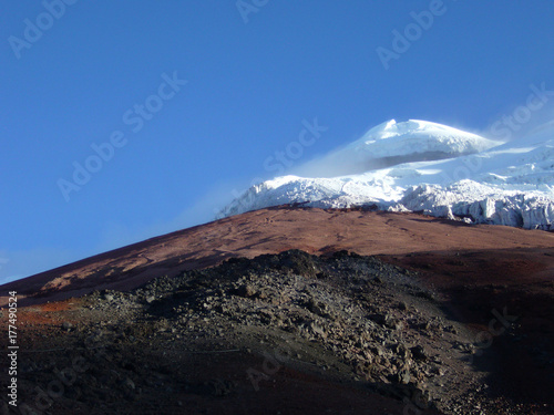 peak of Mt. Cotopaxi in the andes of Ecuador