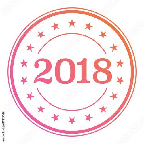 2018 gradient circle seal badge with star border icon