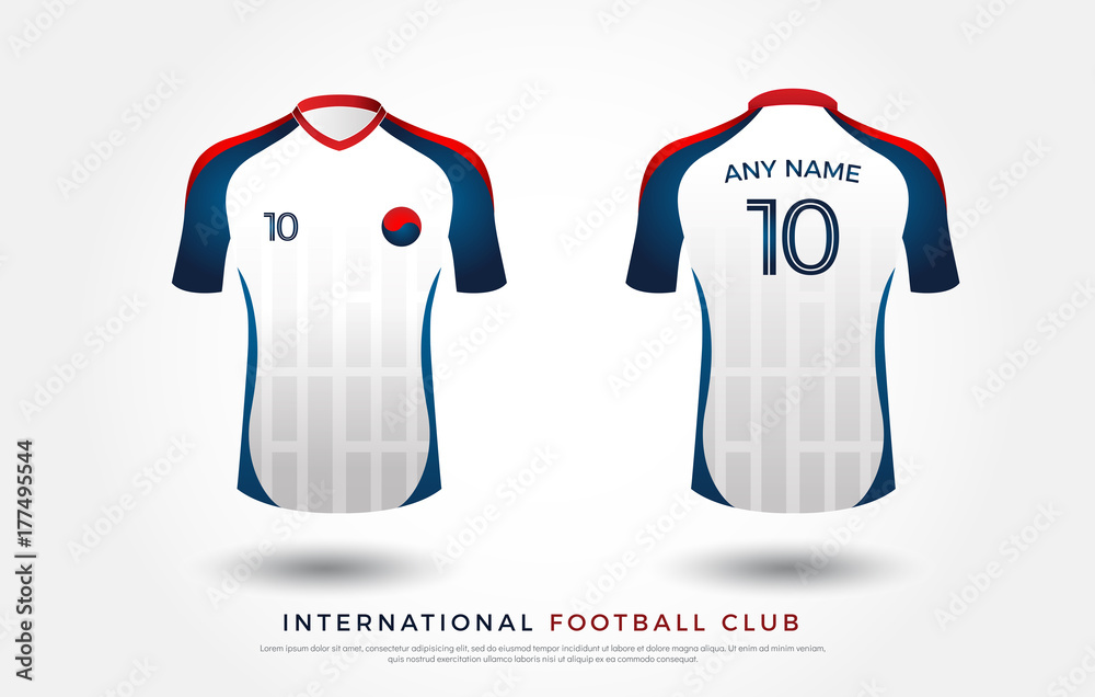 soccer t-shirt design uniform set of soccer kit. football jersey template  for football club. white,