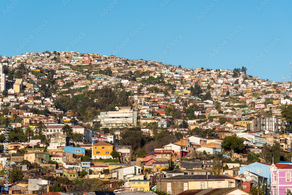 View over the colorful houses of Valparaiso in Chile