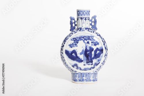 old china ceramic vase on white
