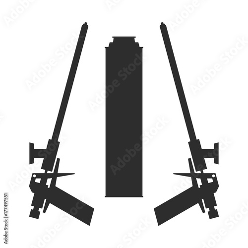 Gun for polyurethane foam. Repair tool silhouette.