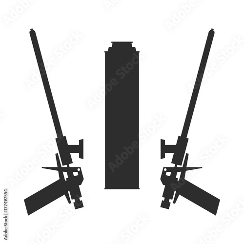 Gun for polyurethane foam. Repair tool silhouette.