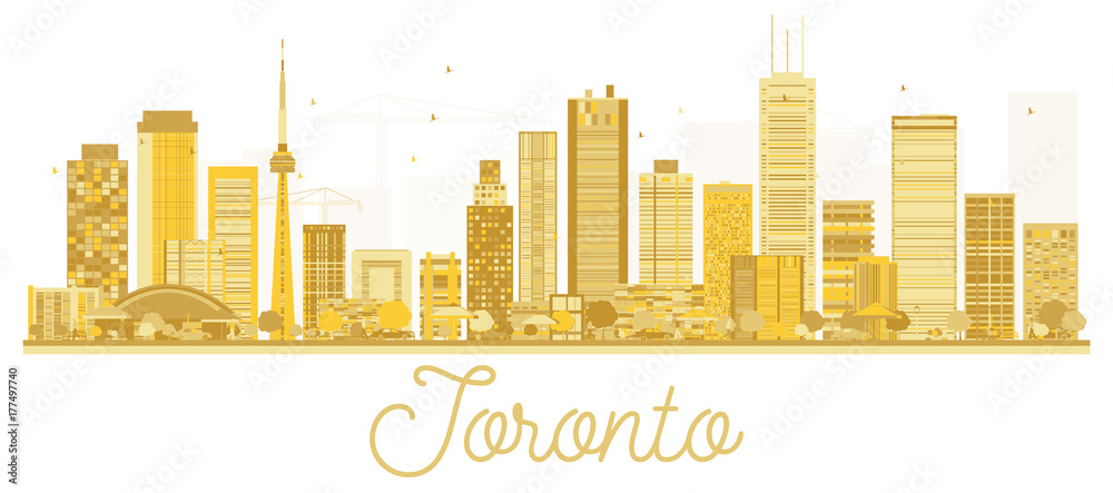 Toronto Canada City skyline golden silhouette.