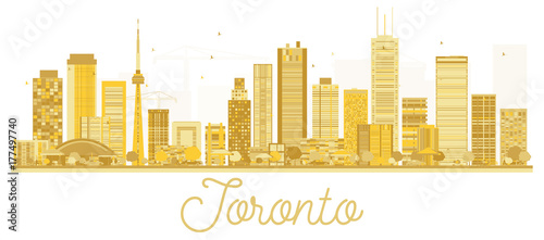 Toronto Canada City skyline golden silhouette.