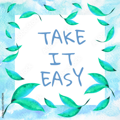 Foto take it easy quote watercolor painting frame