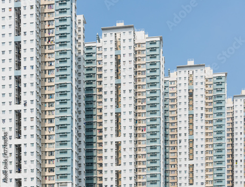 Building facade of public housing in Hong Kong
