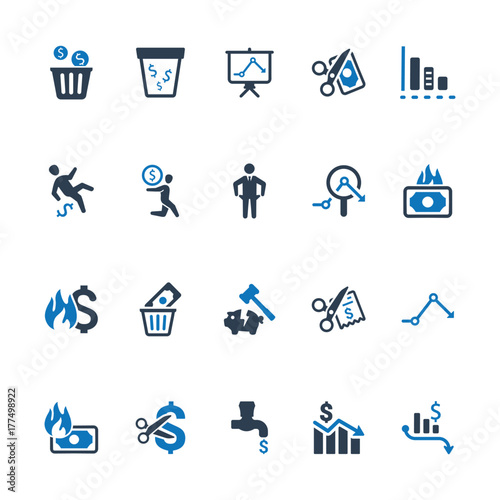 Financial Loss Icons - Blue Version