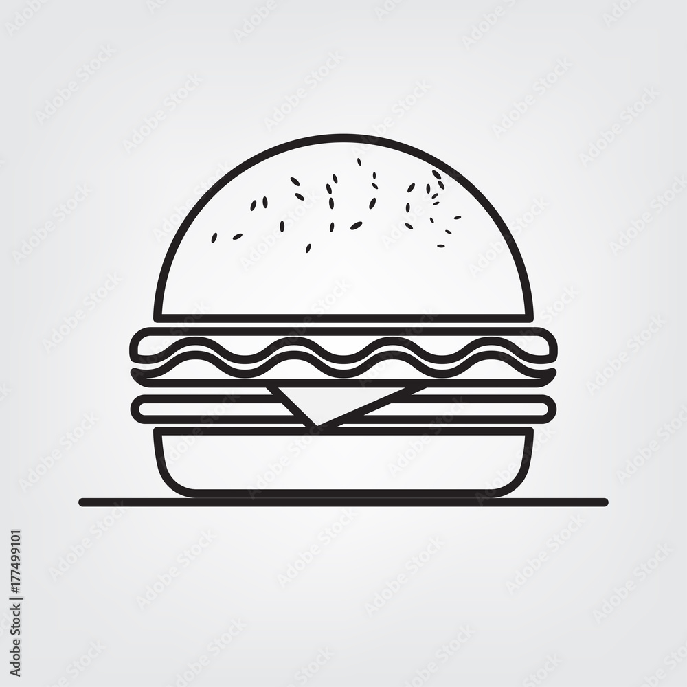 Fototapeta premium Burger Vector Illustration. EPS 10. flat icons design.