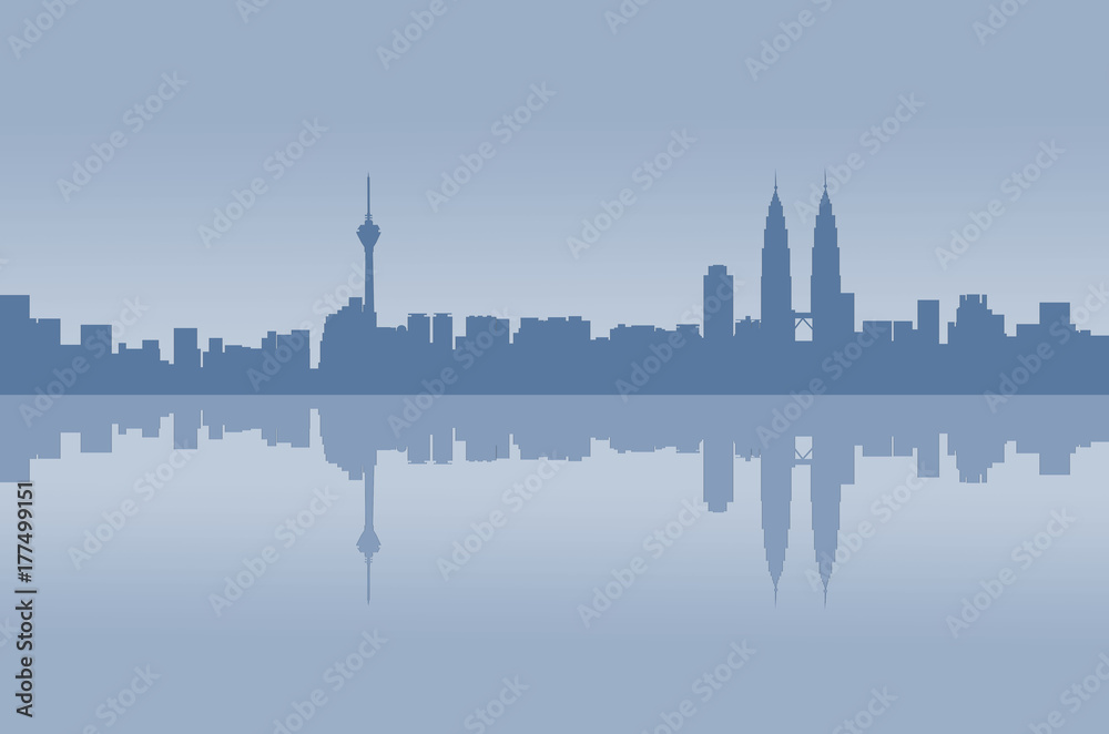 Kuala Lumpur city graphic reflection