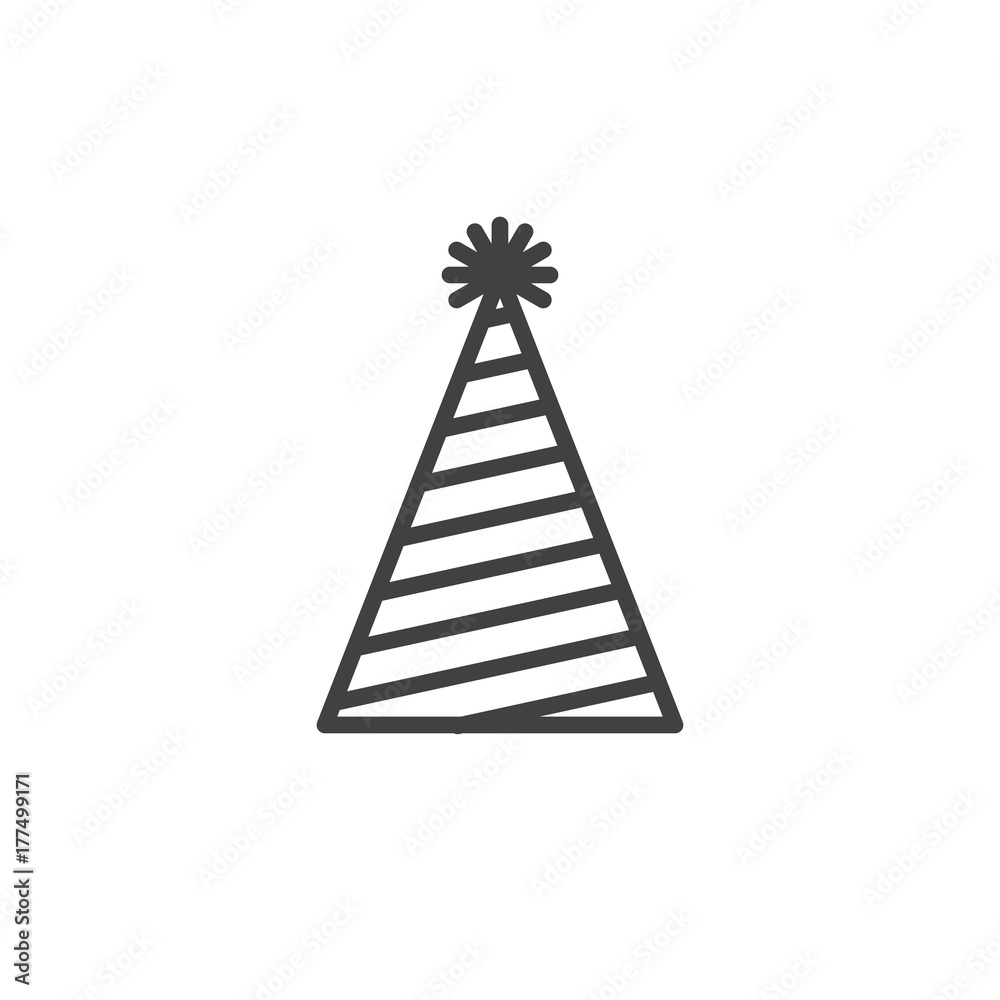 Party, magic hat line icon, outline vector sign, linear style pictogram isolated on white. Symbol, logo illustration. Editable stroke Party, magic hat line icon, outline vector sign, linear style pictogram isolated on white. Symbol, logo illustration. Editable stroke