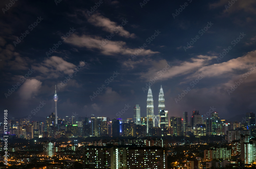 Kuala Lumpur city skyline night view