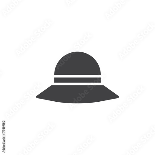 Woman hat icon vector, filled flat sign, solid pictogram isolated on white. Symbol, logo illustration.