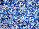 abstract blue white spiral wave sea ocean watercolor painting hand drawn