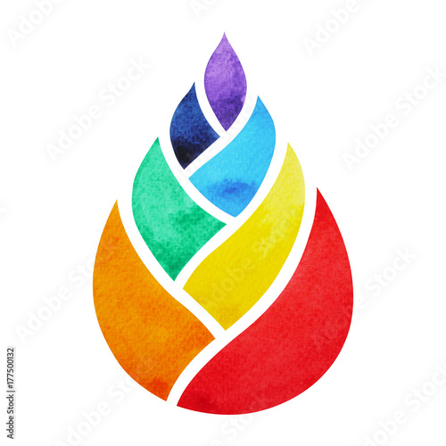 7 color of chakra symbol concept, flower floral leaf, watercolor painting hand drawn icon logo, illustration design sign photo