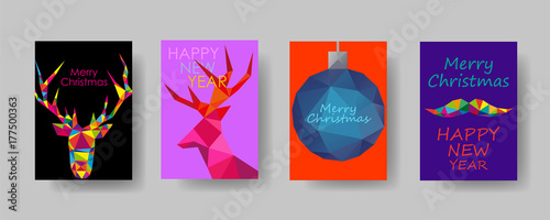 Colorful holiday Christmas cover trendy design template, Vector backgrounds set. Design industry for posters, placards,banners, flyers. Hand drawn illustration.