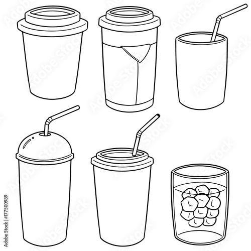 vector set of beverage cup