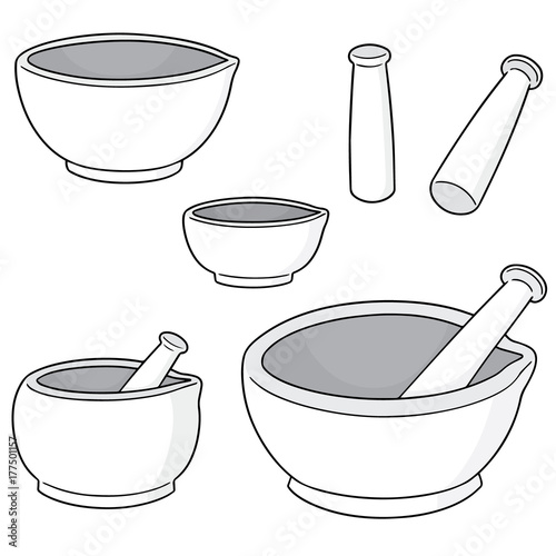 vector set of mortar and pestle