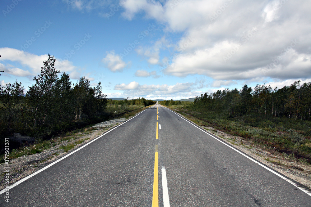 Road going south in Northern Finland