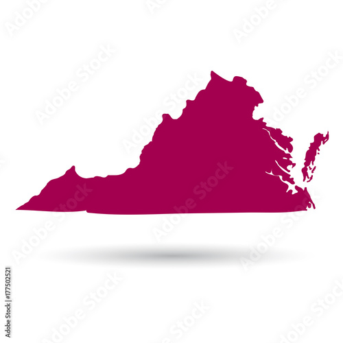 Map of the U.S. state of Virginia on a white background