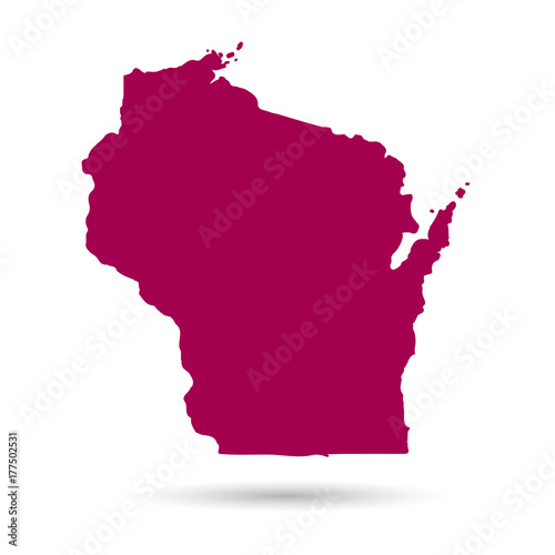 Map of the U.S. state of Wisconsin on a white background