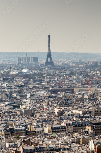 Skyline of Paris city roofs with Eiffel Tower from above, France © Ruslan Gilmanshin