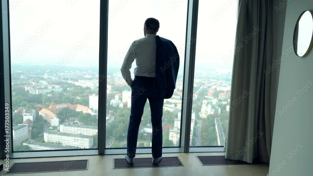 Young businessman admire view standing by window in office
Young businessman admire view standing by window in office