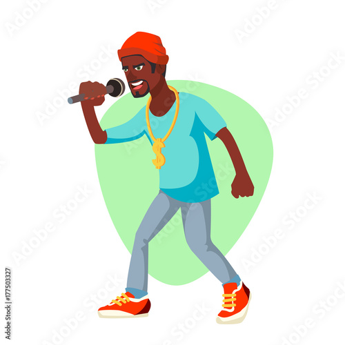 Rapper Man Vector. Rappers Style Clothing. Isolated Flat Cartoon Character Illustration