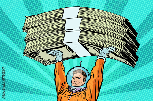 astronaut holding money