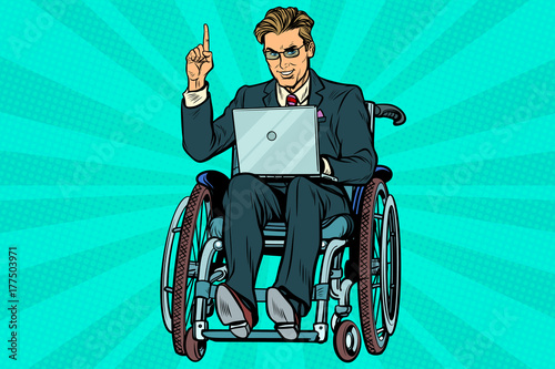 businessman in wheelchair with laptop
