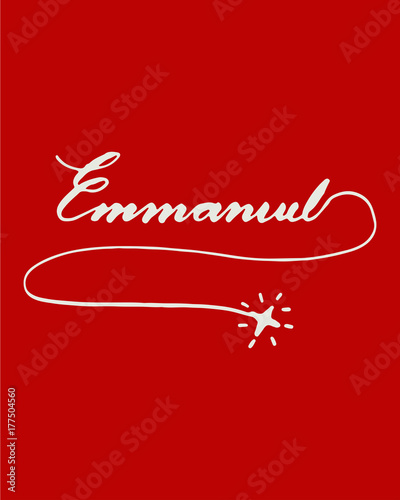 Slika na platnu Emmanuel lettering calligraphy on red background | Christianity Christmas concep