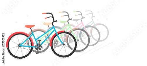 Bike in a vector on a white background. Motion graphics and bicycle parking. White blank area for text.